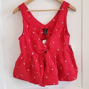 Polka-dot Red Peplum Top